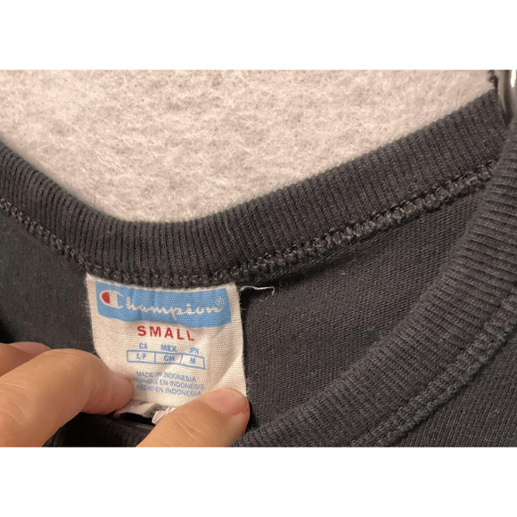 Champion Shirt Mens Small Black Blue Pink Script Logo Graphic Tee Streetwear - Picture 3 of 9